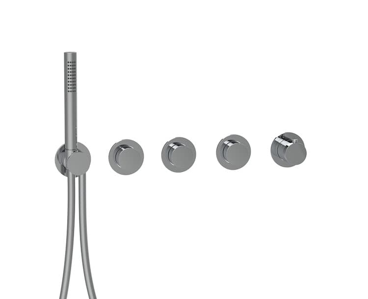 ESTETICA TERMOSTATICA PUSH CON DOCCIA ROSONI TONDI MANIGLIE TONDE 3 VIE