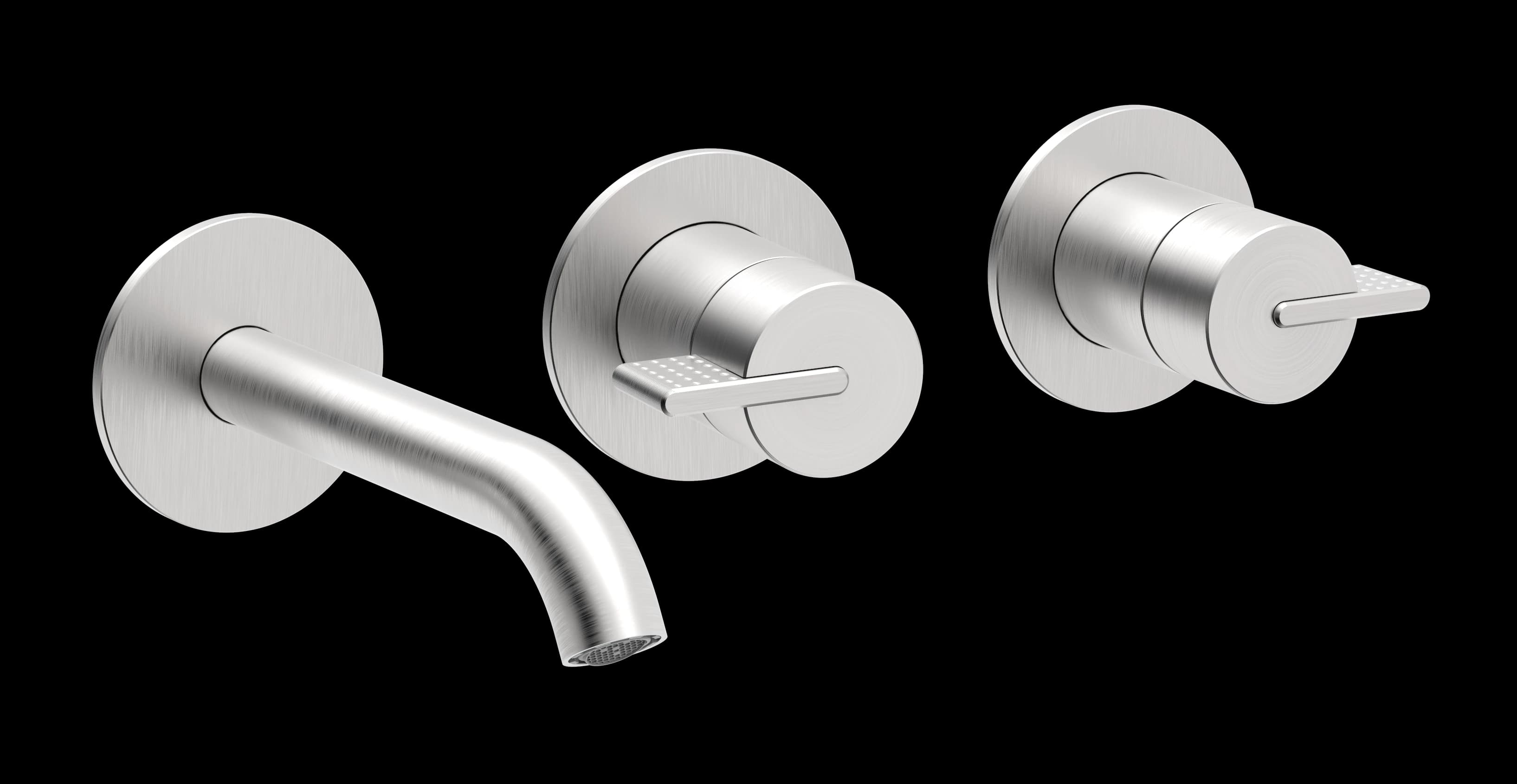 Dots Series - 3-hole wall-mounted washbasin mixer medium trim set - AISI 316 