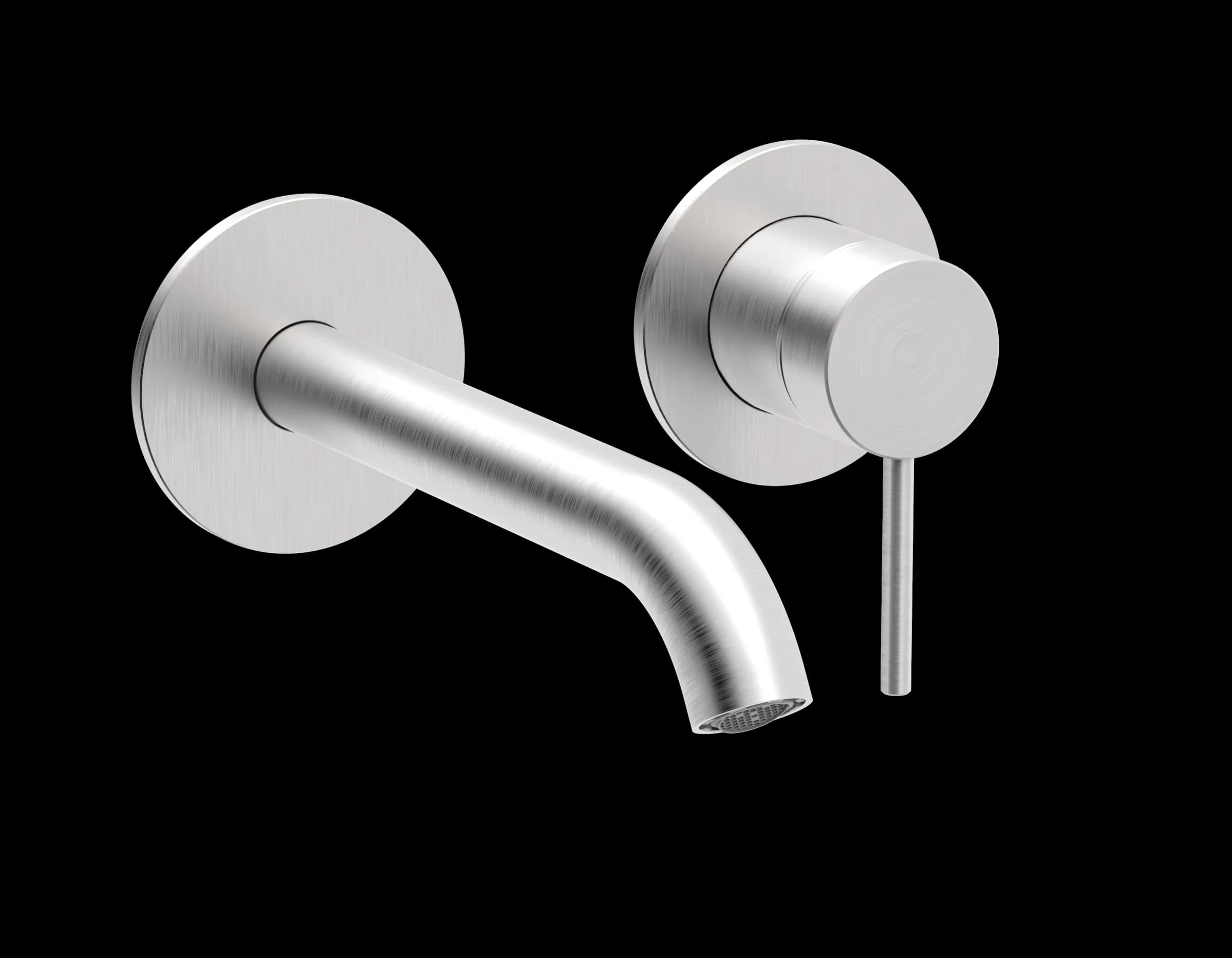 Still Series - 2-hole wall-mounted washbasin mixer – long spout and round rosettes - AISI 316 