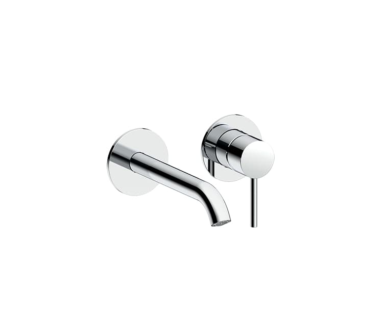 serie antes - miscelatore lavabo 2 fori a parete con canna lunga e rosoni tondi