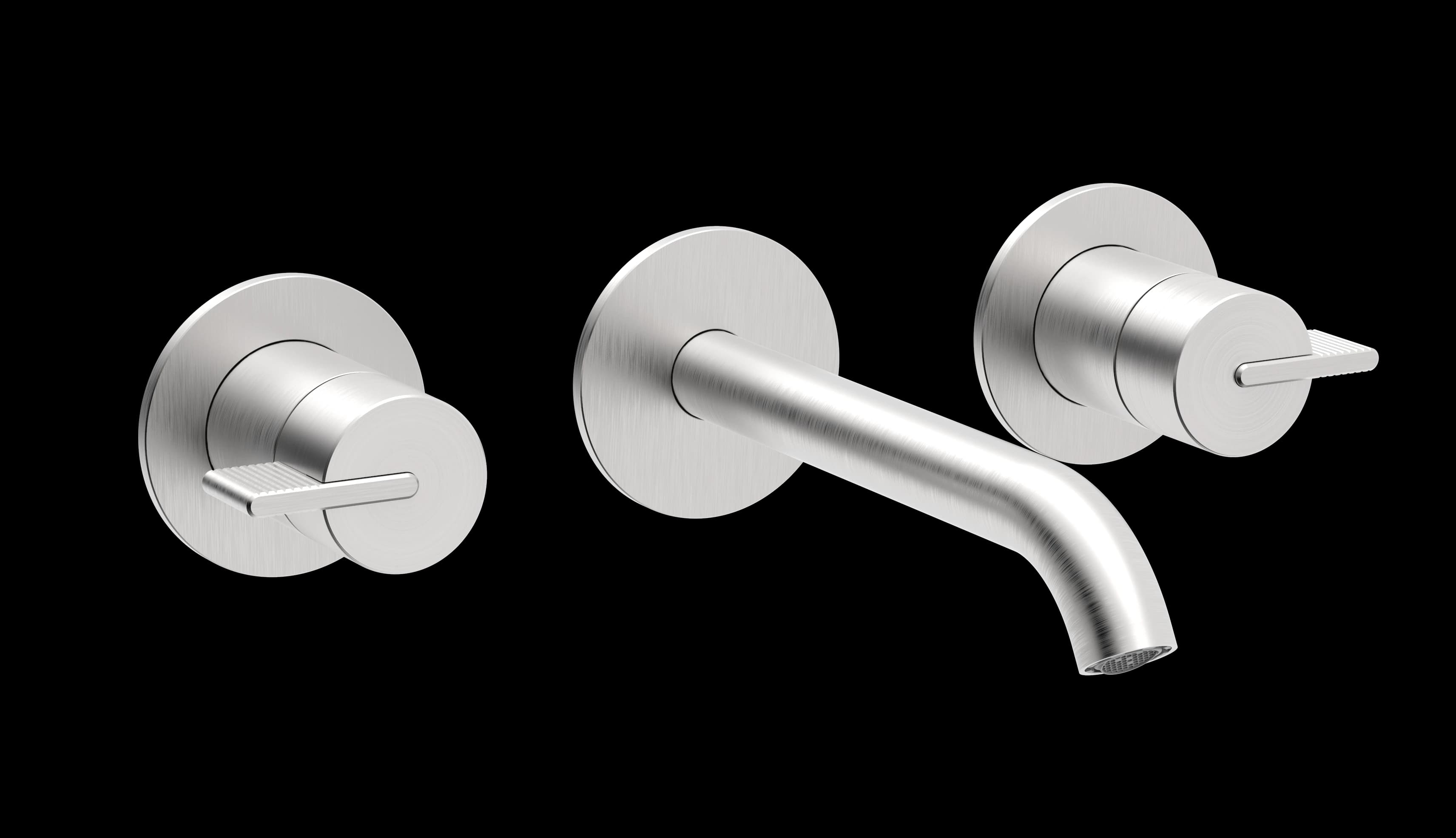 Line Series - 3-hole wall-mounted washbasin mixer long spout trim set - AISI 316 