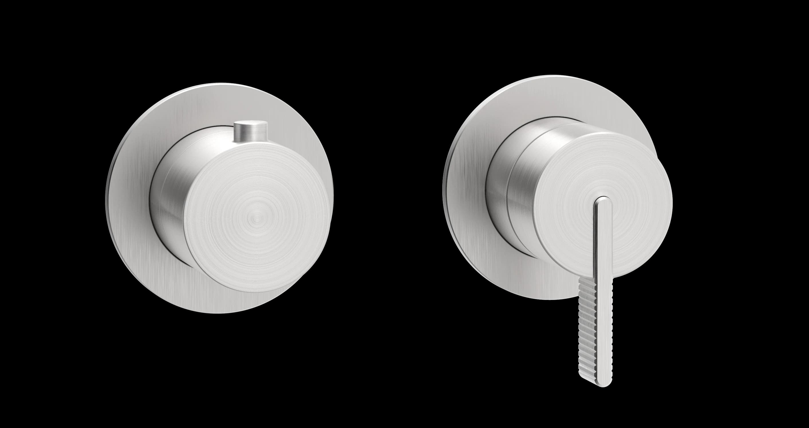 Line Series - 2 | 3-way single lever mixer round rosettes and round handles trim set - AISI 316 