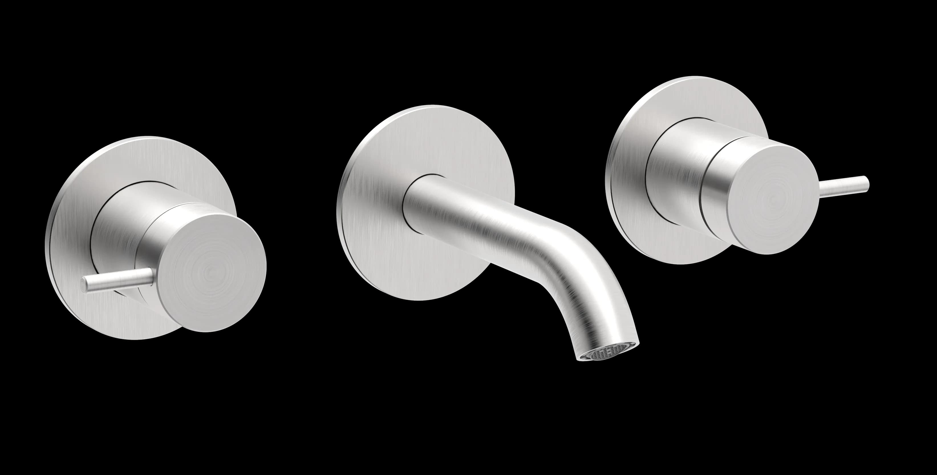 Still Series - 3-hole wall-mounted washbasin mixer short spout trim set - AISI 316 