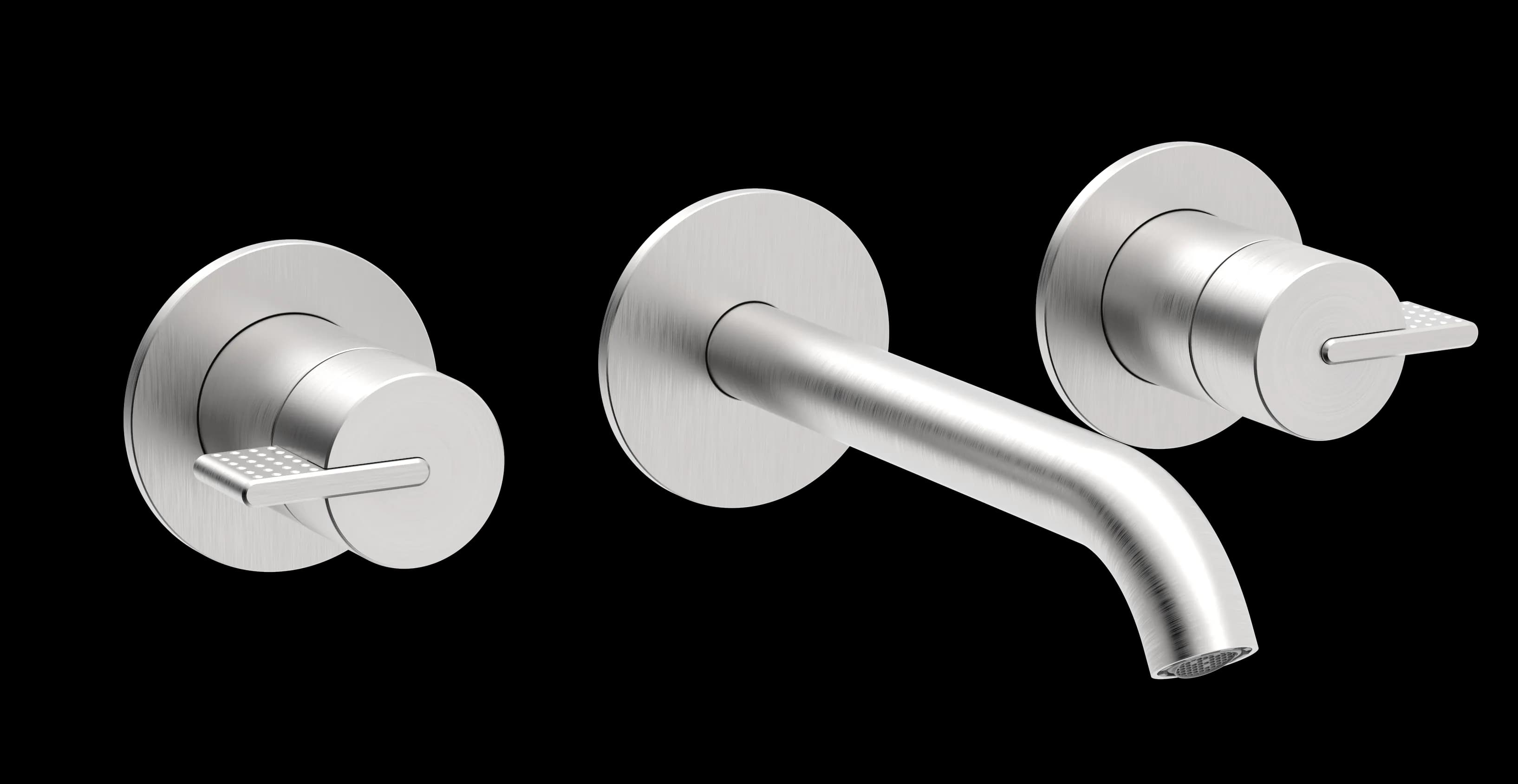 Dots Series - 3-hole wall-mounted washbasin mixer long spout trim set - AISI 316 
