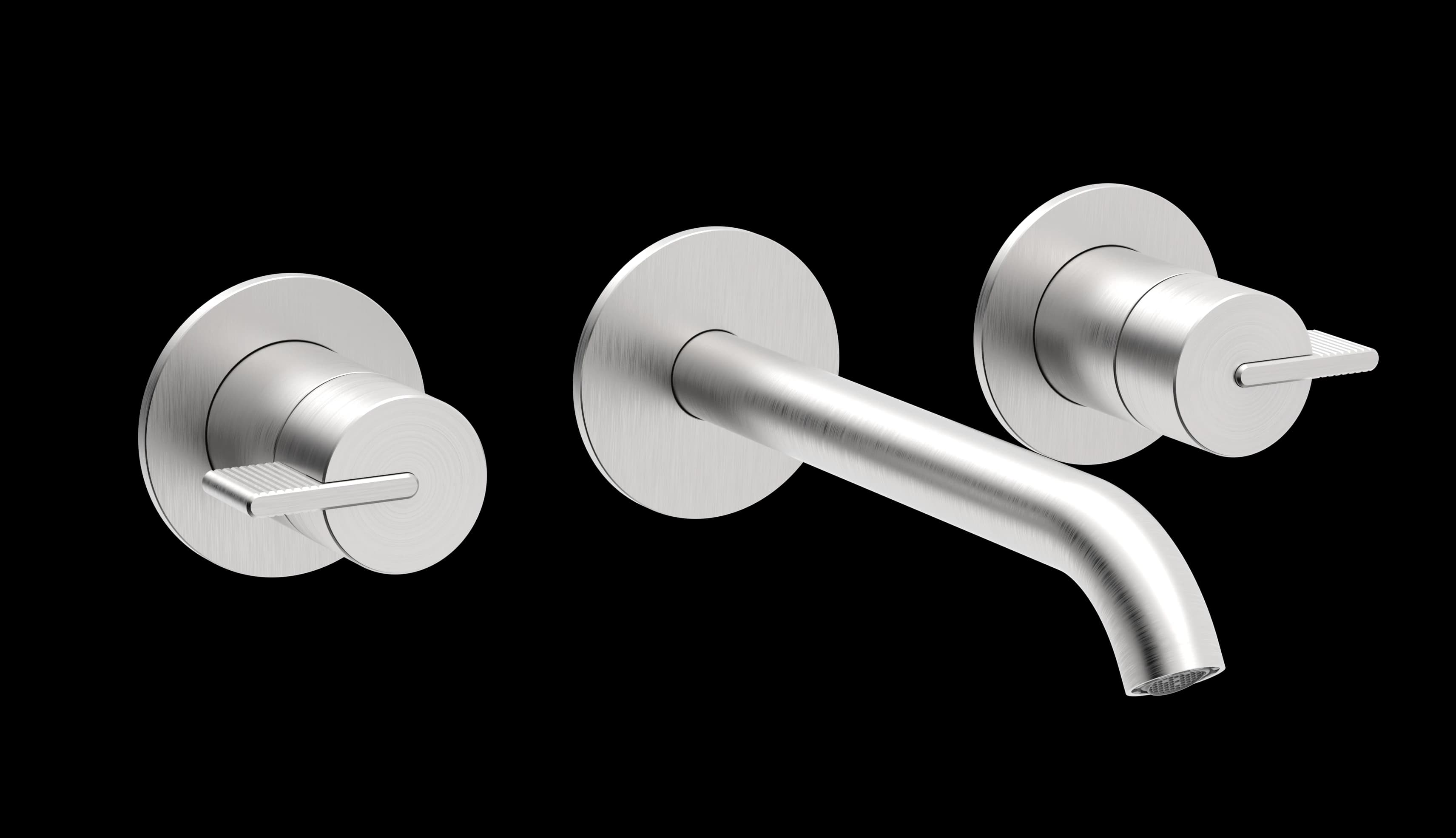 Line Series - 3-hole wall-mounted washbasin mixer XL spout trim set - AISI 316 