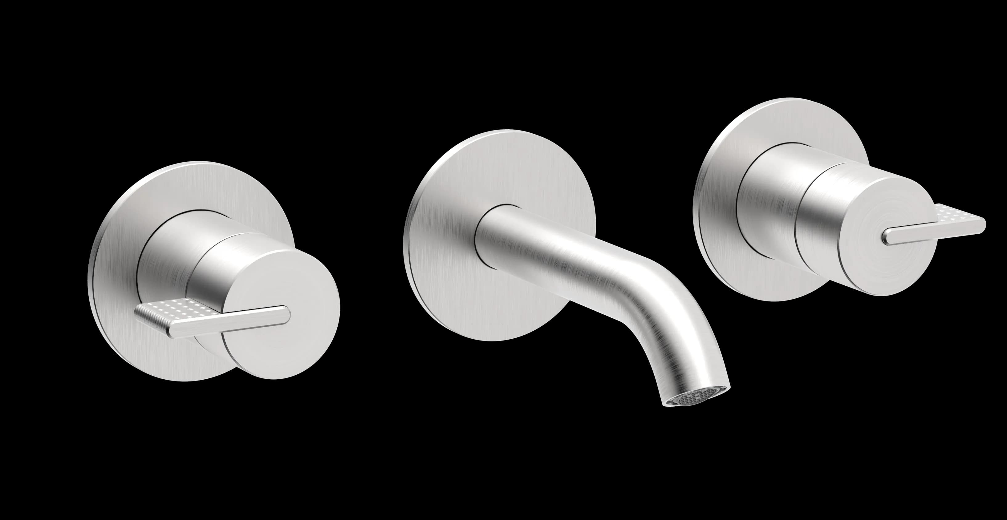 Dots Series - 3-hole wall-mounted washbasin mixer short spout trim set - AISI 316 