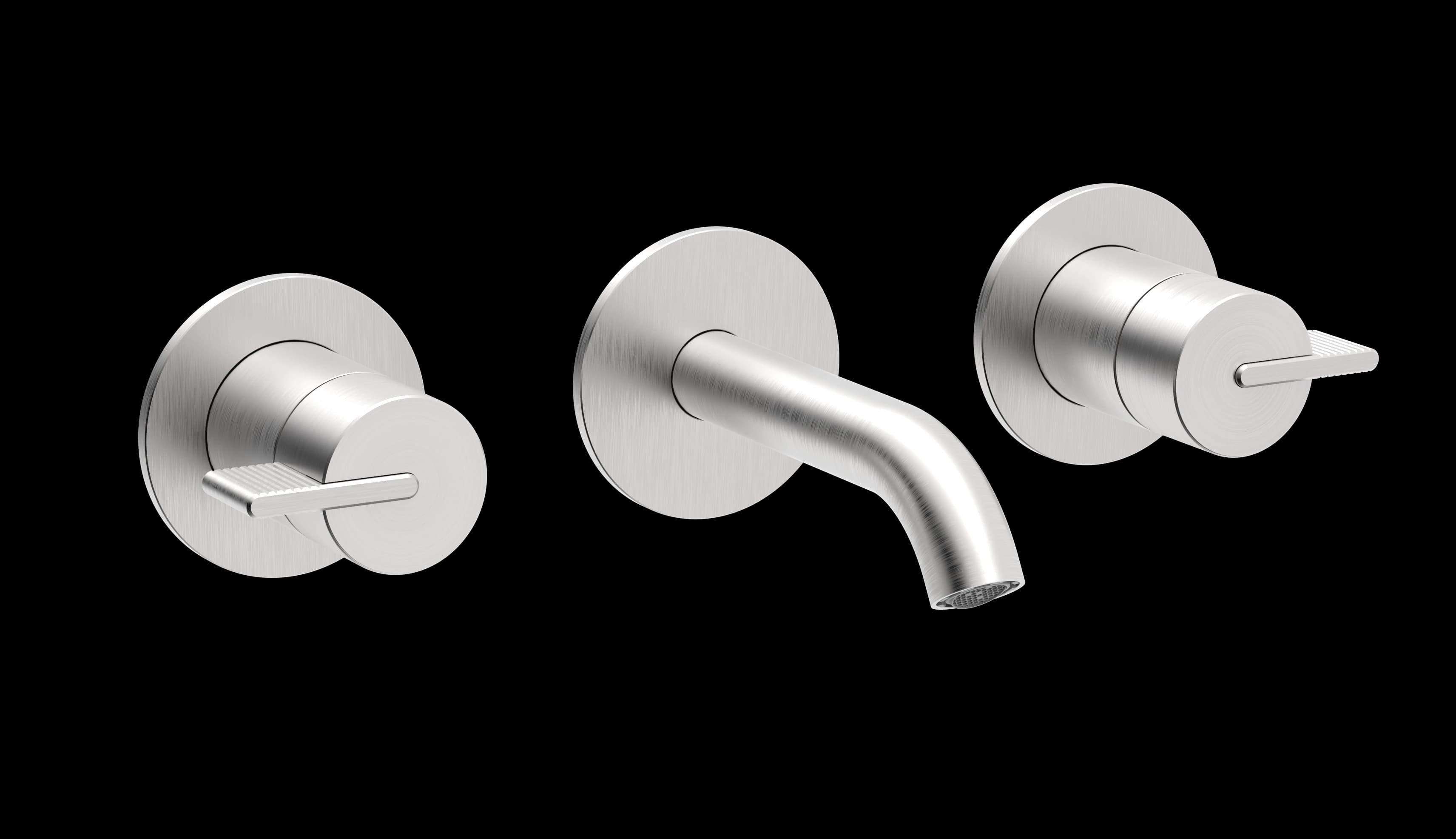 Line Series - 3-hole wall-mounted washbasin mixer short spout trim set - AISI 316 