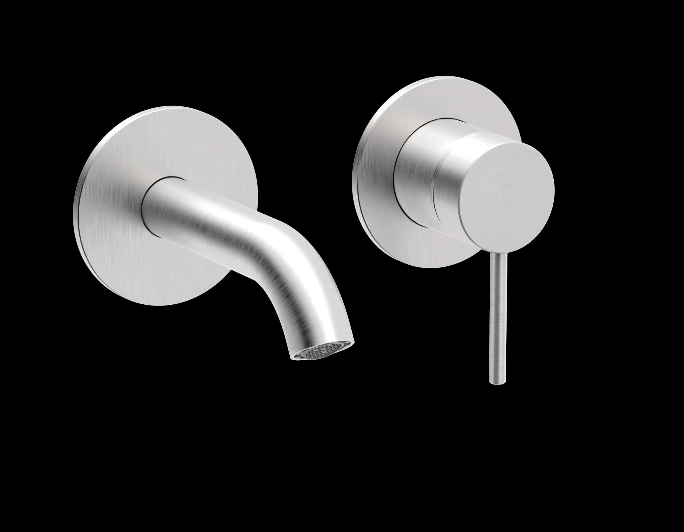 Still Series - 2-hole wall-mounted washbasin mixer – short spout with round rosettes - AISI 316 