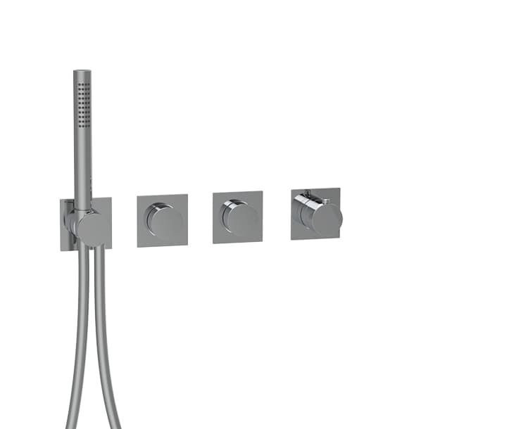 ESTETICA TERMOSTATICA PUSH CON DOCCIA ROSONI QUADRI MANIGLIE TONDE 2 VIE