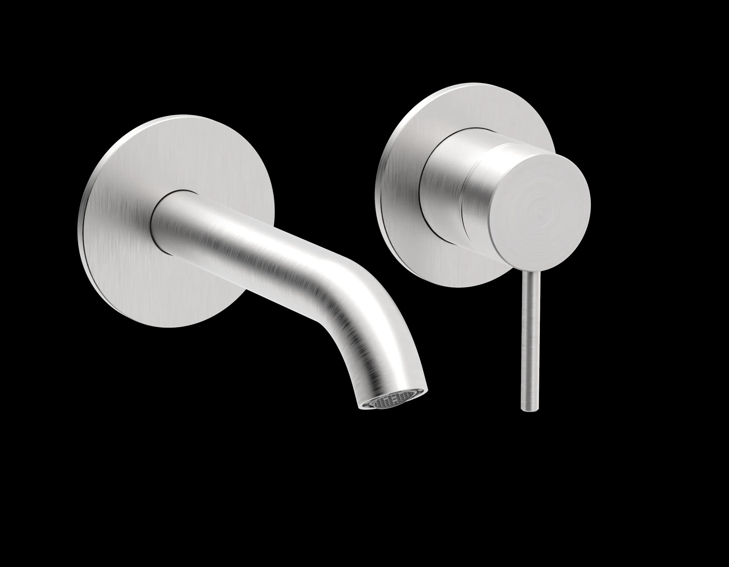 Still Series - 2-hole wall-mounted washbasin mixer – medium spout and round rosettes - AISI 316 