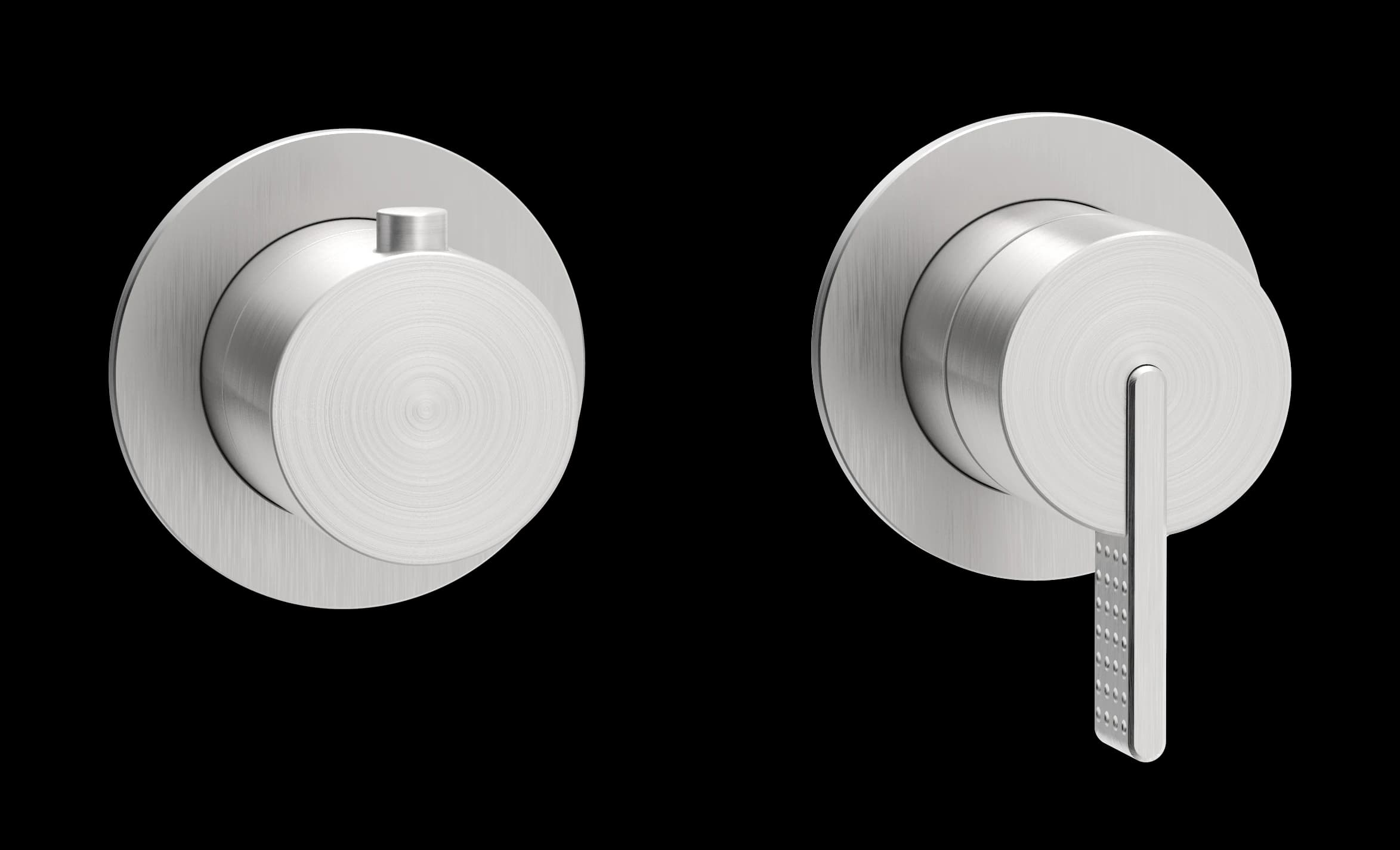 Dots Series - 2 | 3-way single lever mixer round rosettes and round handles trim set - AISI 316 