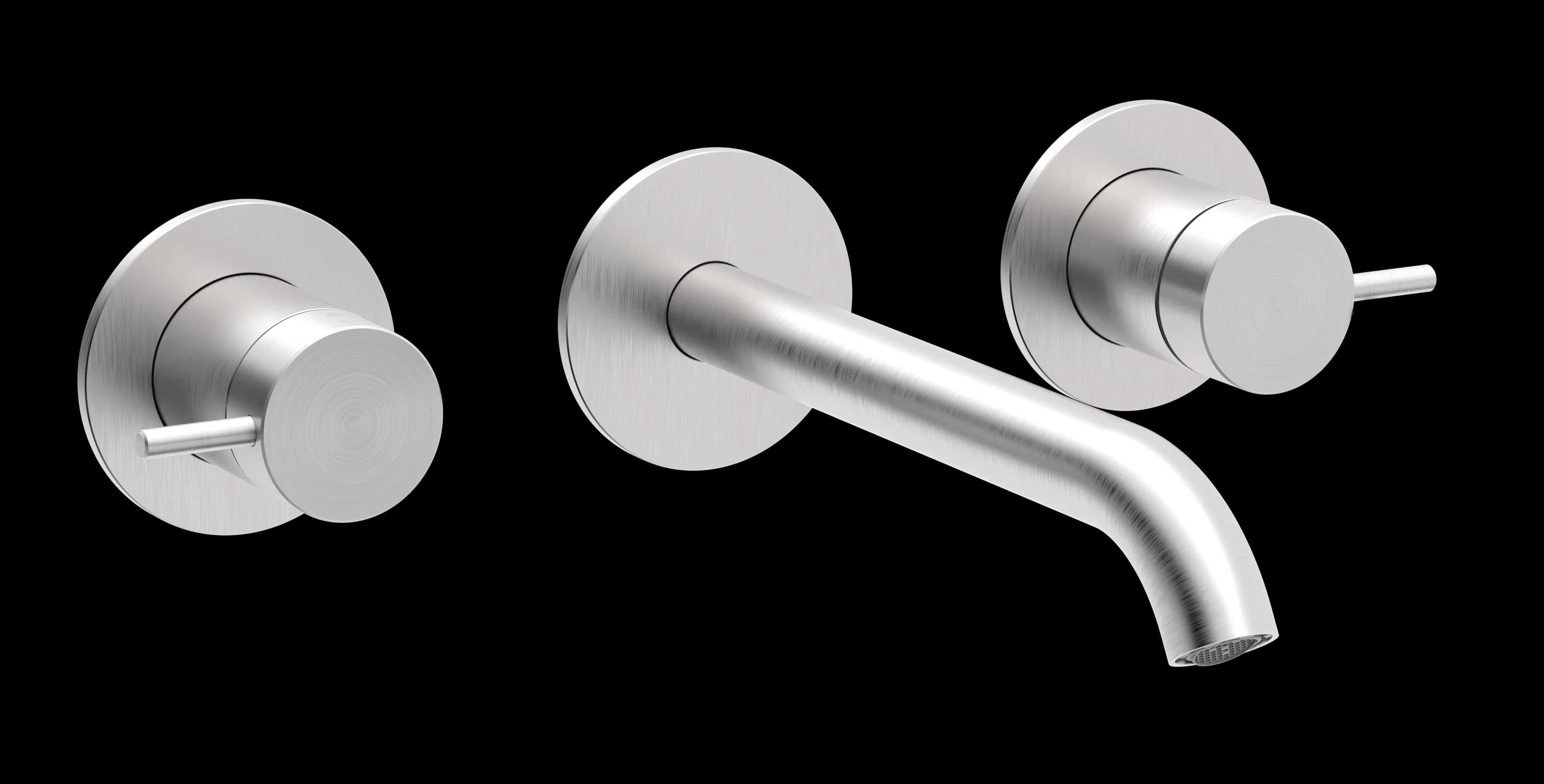 Still Series - 3-hole wall-mounted washbasin mixer XL spout - trim set - AISI 316 