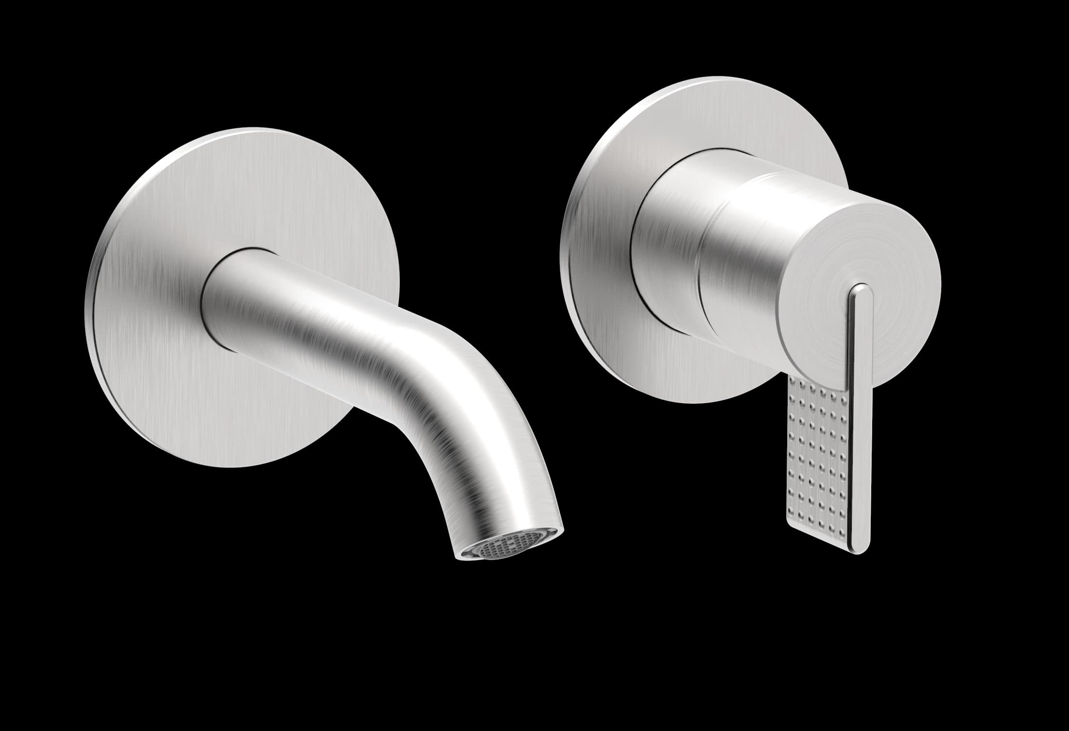 Dots Series - 2-hole wall-mounted washbasin mixer – short spout with round rosettes - AISI 316 