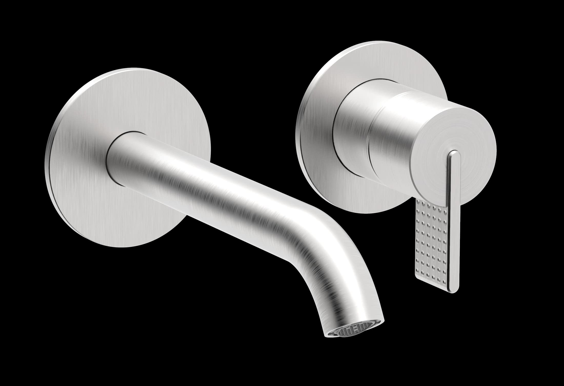 Dots Series - 2-hole wall-mounted washbasin mixer – long spout and round rosettes - AISI 316 