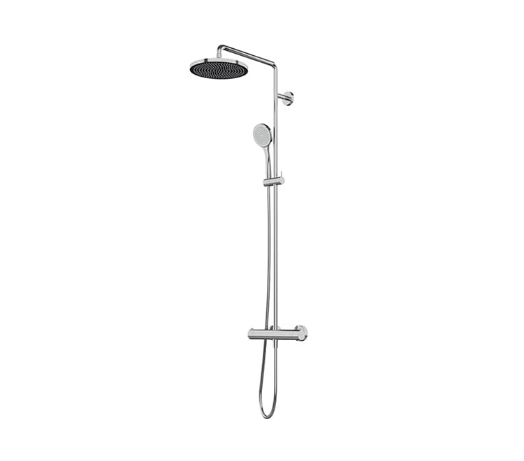 complete shower column with external thermostat brass