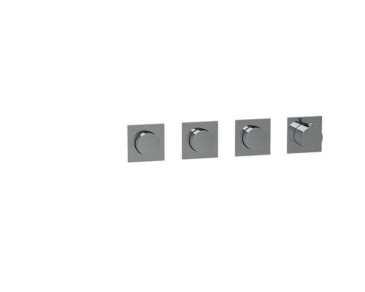 3-WAY THERMOSTAT PUSH TRIM SET WITH SQUARE ROSETTES AND ROUND HANDLES