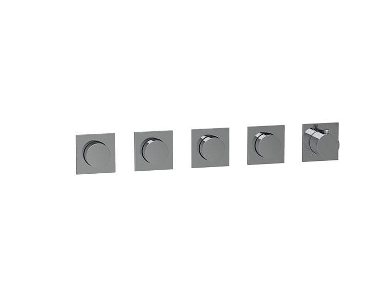 4-WAY THERMOSTAT PUSH TRIM SET WITH SQUARE ROSETTES AND ROUND HANDLES