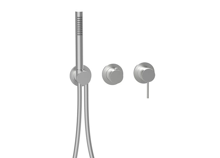 2 | 3-way single lever mixer round rosettes and round handles trim set with hand shower - 316